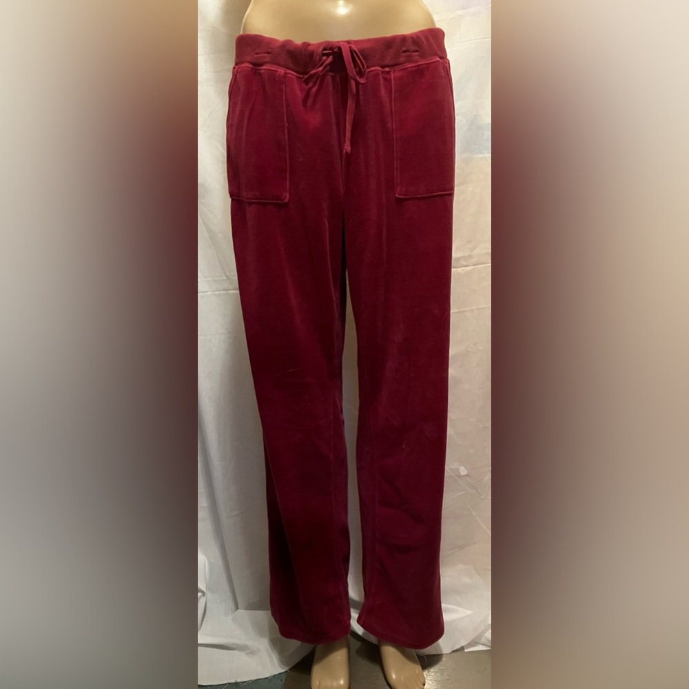 Red Velour Tracksuit Pants Womens L Tommy Hilfiger